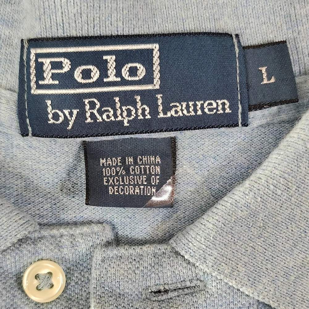 Vintage Ralph Lauren Light Blue  100% Cotton Polo Shirt Men's Large Used